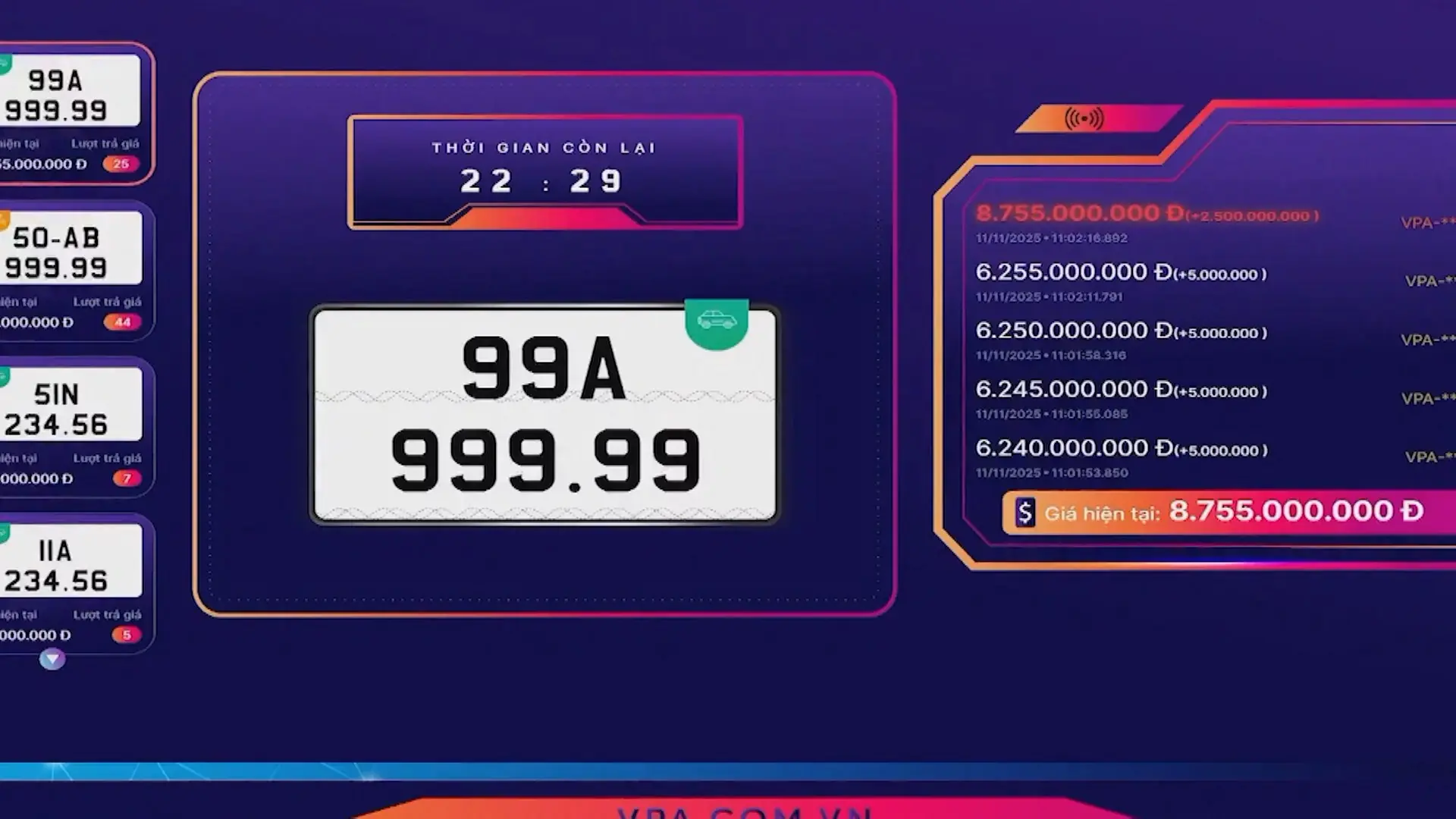 Biển số siêu đẹp 99A-999.99 trúng đấu giá gần 28 tỷ đồng